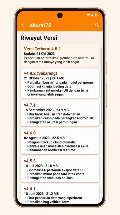 Riwayat Versi Akurat79 untuk Pengguna Android