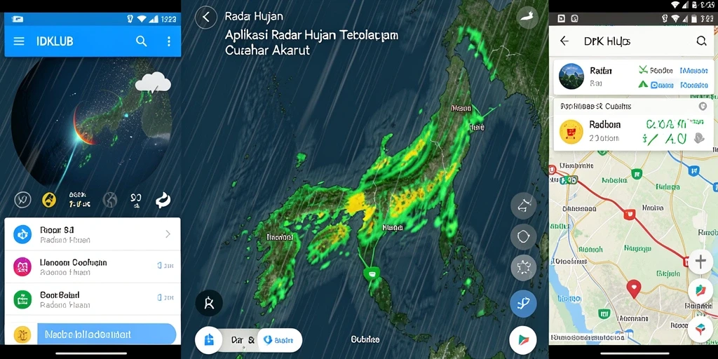 Antarmuka aplikasi IDKLUB menampilkan radar hujan yang akurat dan informatif.