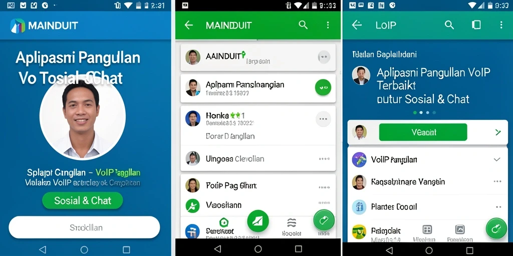 Tampilan antarmuka MAINDUIT yang sederhana dan elegan untuk VoIP Panggilan.