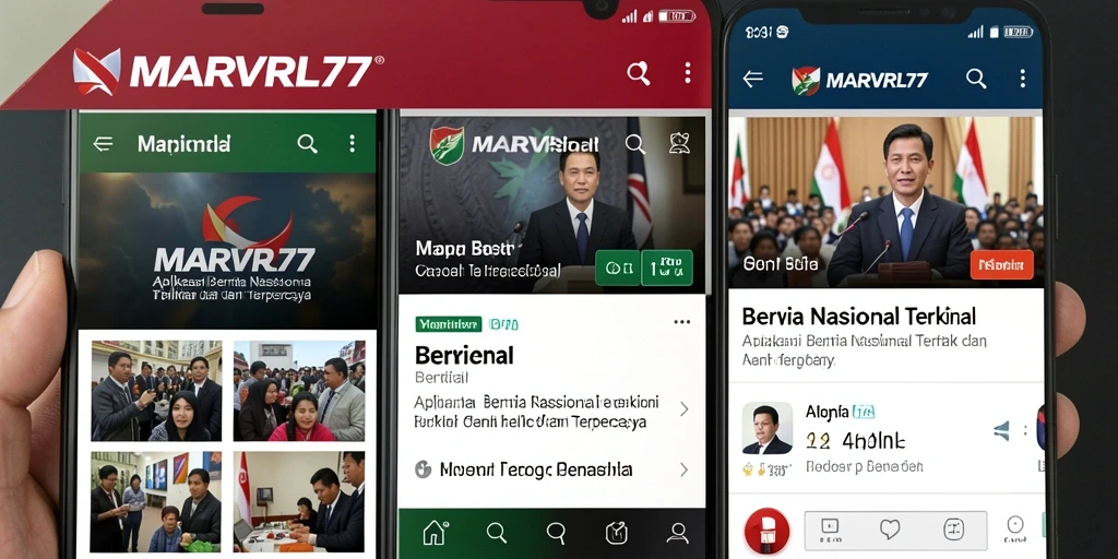 Screenshot antarmuka aplikasi MARVRL77 yang menampilkan berita nasional terbaru.