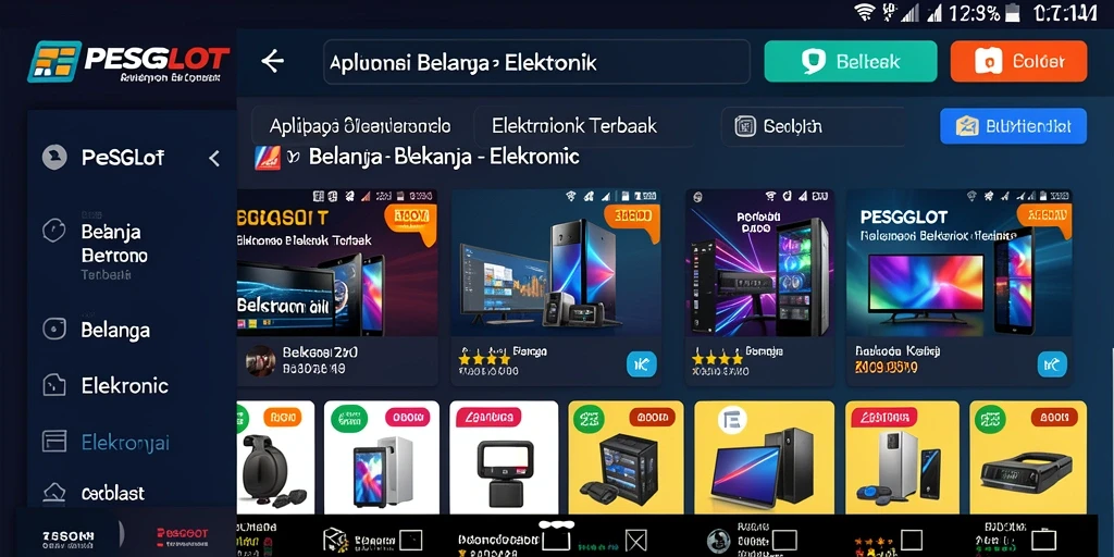 Antarmuka aplikasi PESGSLOT menampilkan berbagai produk elektronik.