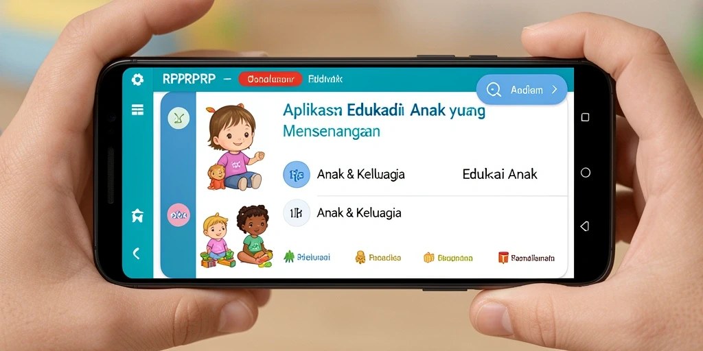 Screenshot aplikasi RPRPRP menunjukkan antarmuka edukasi yang menarik untuk anak.